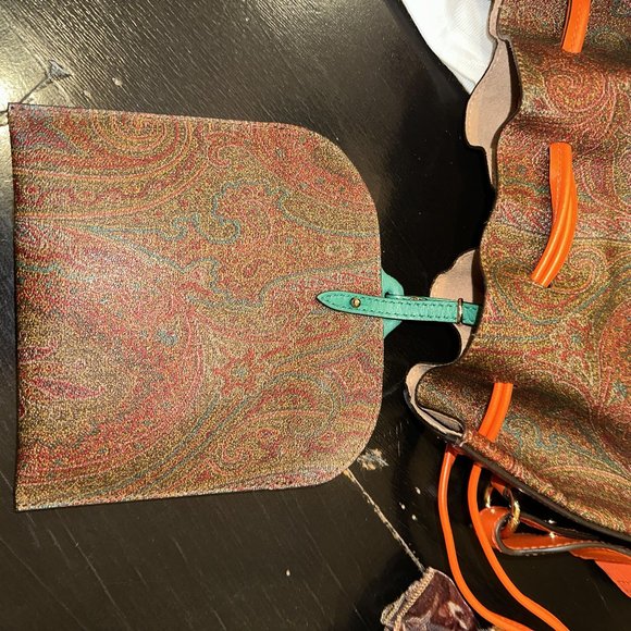 NWOT Etro Round Fluo Paisley Drawstring Bucket Bag - Picture 9 of 12